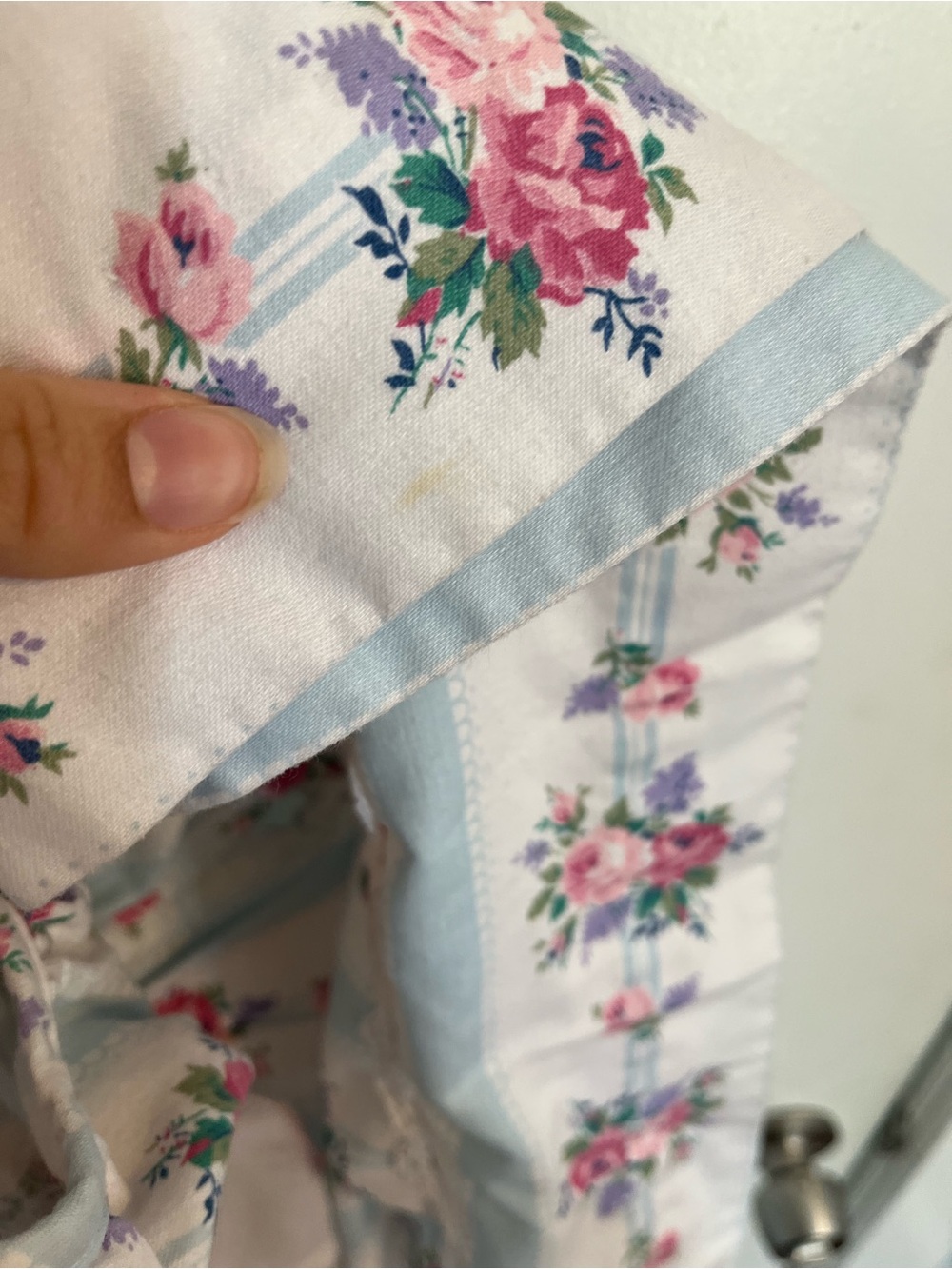 Vintage 80s Blue and Pink Floral Baby Dress rose baby girl 18 months - Picture 9 of 9